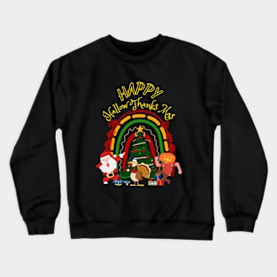 Happy Hallow Thanks Mas Santaclause Turkey Pumkin Man Crewneck Sweatshirt